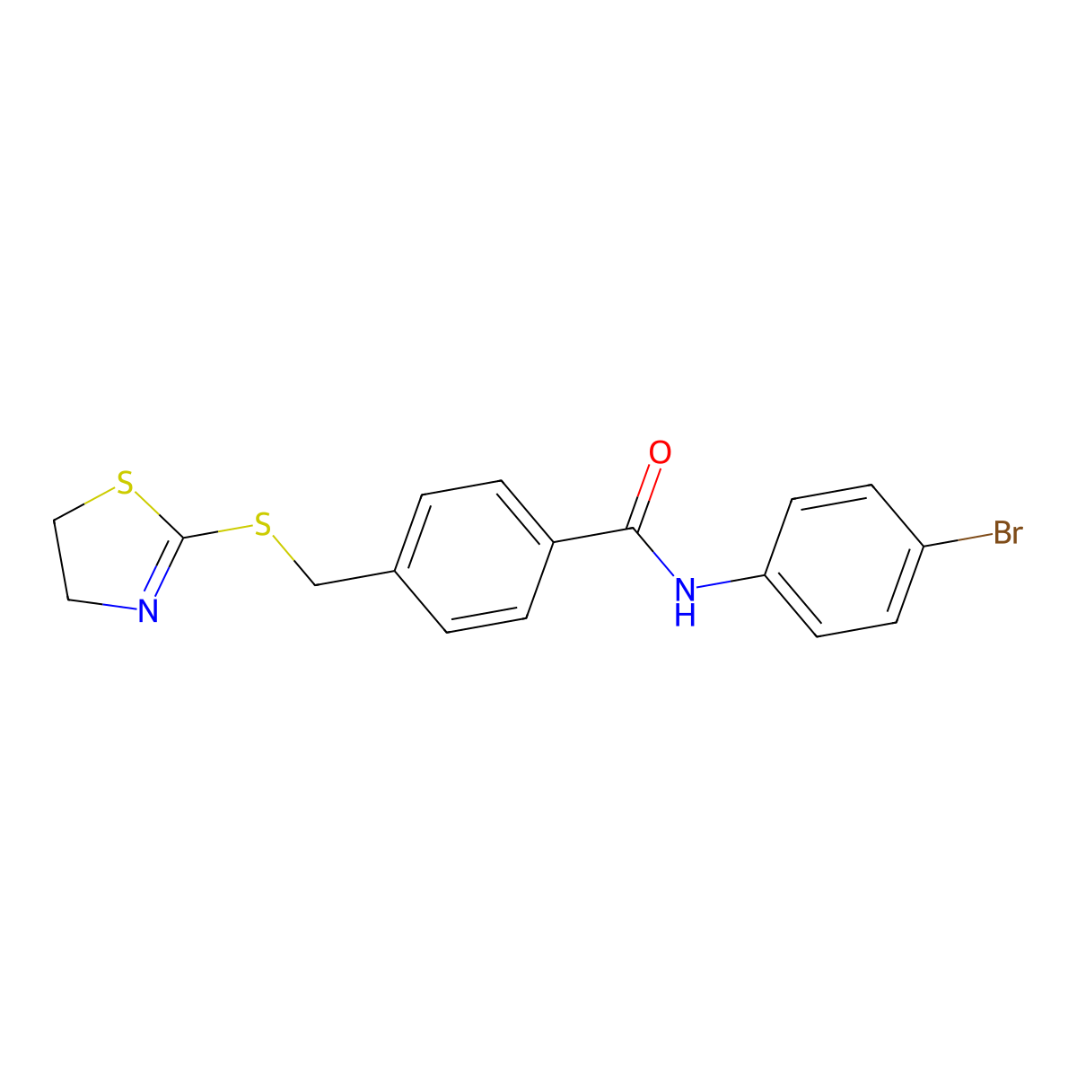 N-(4-bromophenyl)-4-(4,5-dihydro-1,3-thiazol-2-ylsulfanylmethyl)benzamide molecular structure, CAS 701227-66-9