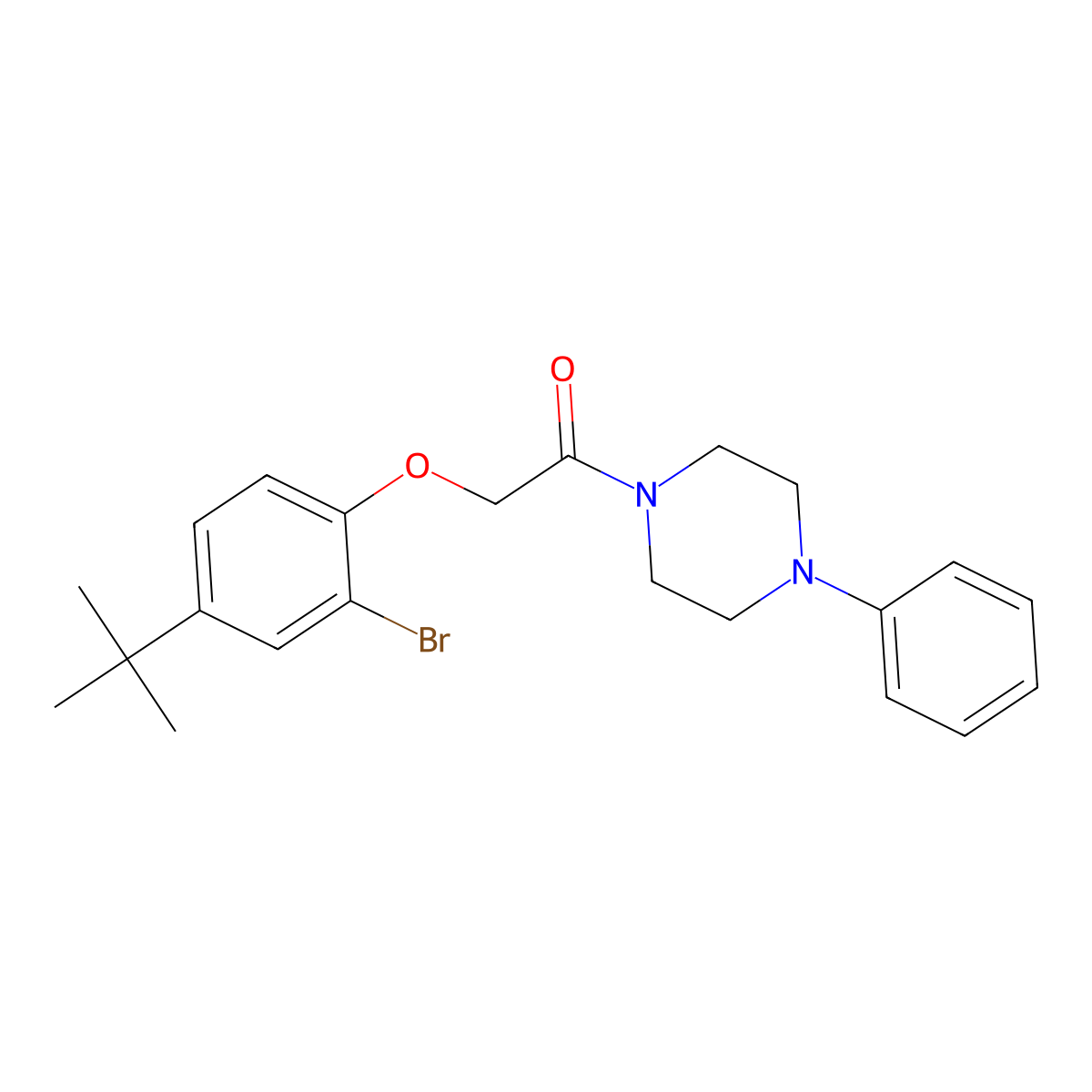2-(2-Bromo-4-tert-butylphenoxy)-1-(4-phenylpiperazin-1-yl)ethanone molecular structure, CAS 701227-72-7
