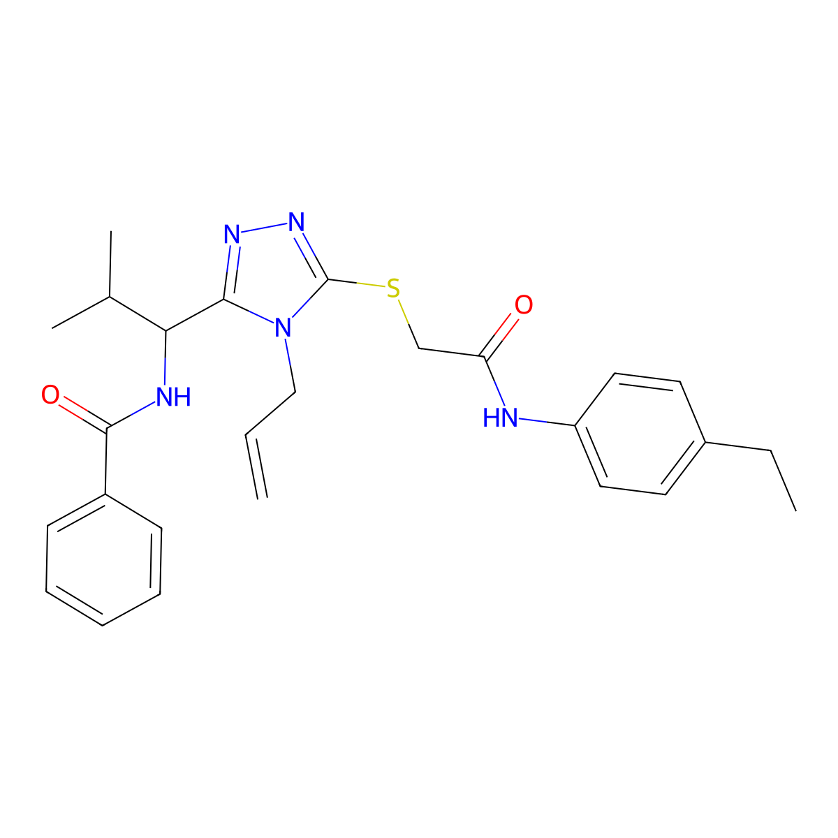 N-[1-[5-[2-(4-ethylanilino)-2-oxoethyl]sulfanyl-4-prop-2-enyl-1,2,4-triazol-3-yl]-2-methylpropyl]benzamide molecular structure, CAS 701227-85-2