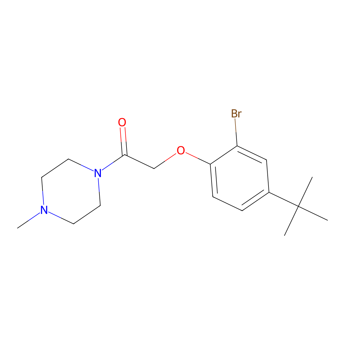 2-(2-Bromo-4-tert-butylphenoxy)-1-(4-methylpiperazin-1-yl)ethanone molecular structure, CAS 701227-86-3