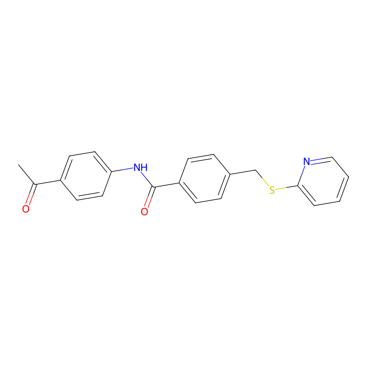 N-(4-acetylphenyl)-4-(pyridin-2-ylsulfanylmethyl)benzamide molecular structure, CAS 701228-00-4