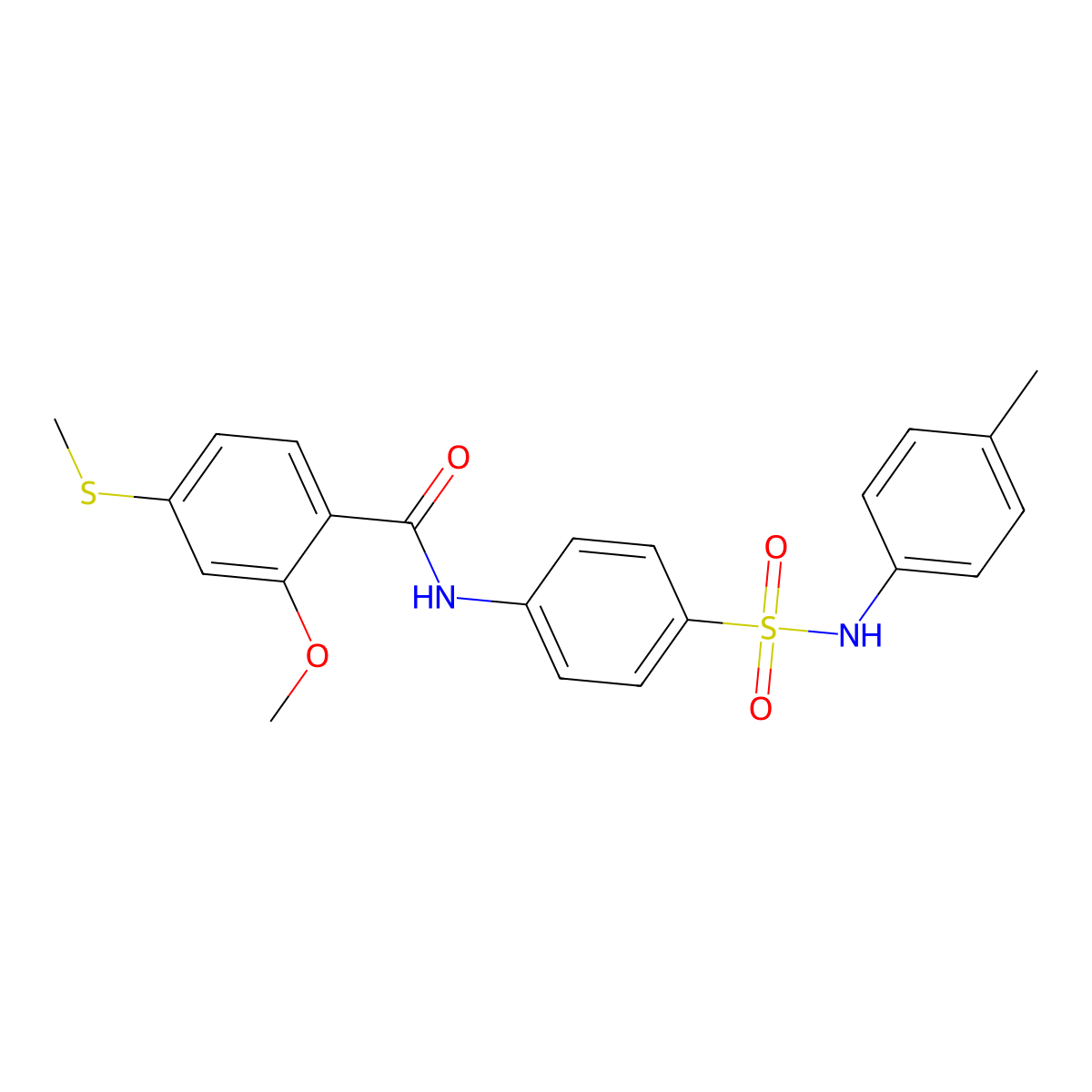 2-methoxy-N-[4-[(4-methylphenyl)sulfamoyl]phenyl]-4-methylsulfanylbenzamide molecular structure, CAS 701228-03-7