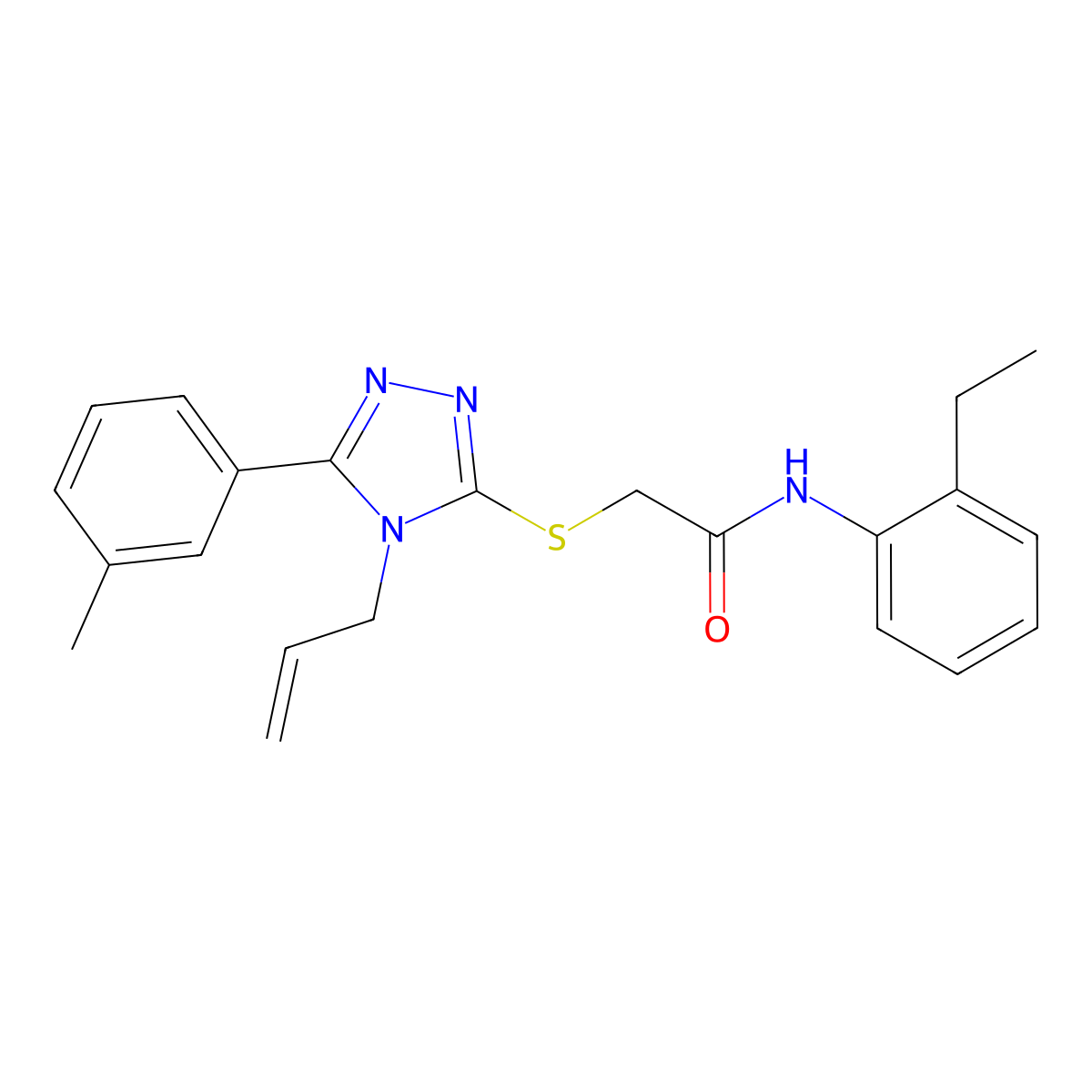 N-(2-ethylphenyl)-2-{[5-(3-methylphenyl)-4-(prop-2-en-1-yl)-4H-1,2,4-triazol-3-yl]sulfanyl}acetamide molecular structure, CAS 701228-09-3