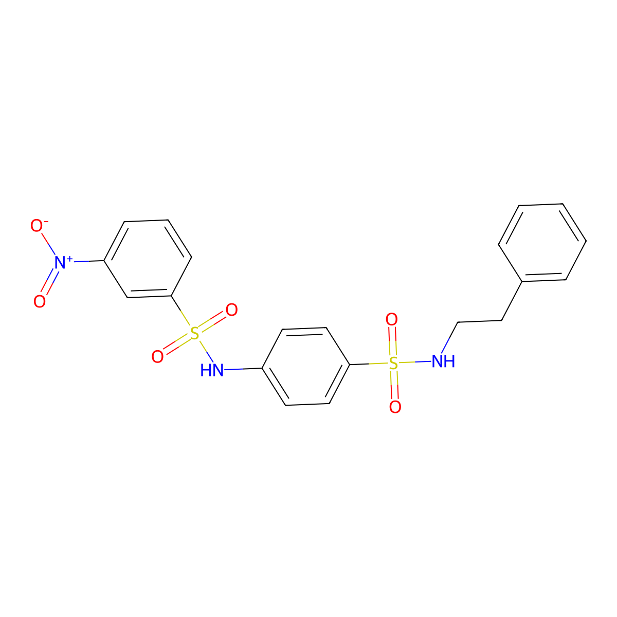 3-nitro-N-{4-[(2-phenylethyl)sulfamoyl]phenyl}benzenesulfonamide molecular structure, CAS 701228-14-0