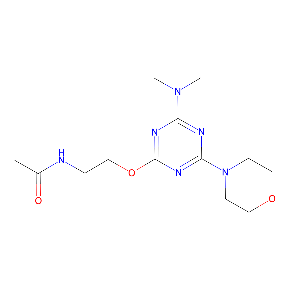 N-[2-[[4-(dimethylamino)-6-morpholin-4-yl-1,3,5-triazin-2-yl]oxy]ethyl]acetamide molecular structure, CAS 701228-19-5