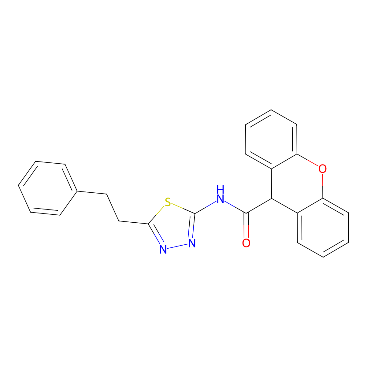 N-[5-(2-phenylethyl)-1,3,4-thiadiazol-2-yl]-9H-xanthene-9-carboxamide molecular structure, CAS 701228-20-8