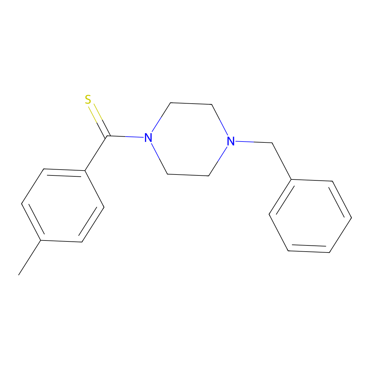 (4-Benzylpiperazin-1-yl)(4-methylphenyl)methanethione molecular structure, CAS 701228-26-4