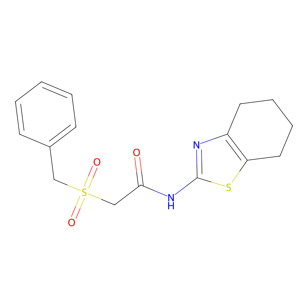 2-(benzylsulfonyl)-N-(4,5,6,7-tetrahydro-1,3-benzothiazol-2-yl)acetamide molecular structure, CAS 701228-31-1