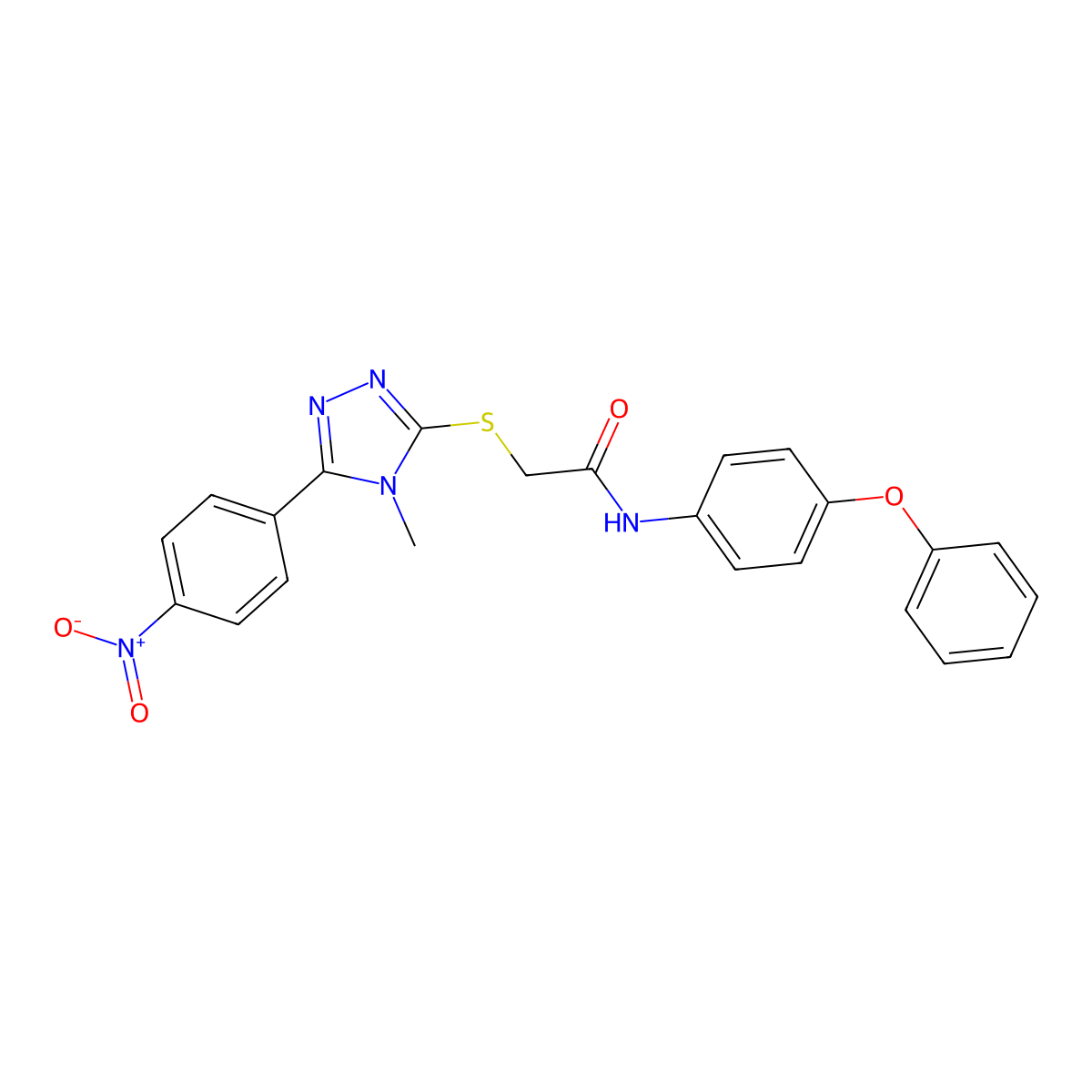 2-[[4-methyl-5-(4-nitrophenyl)-1,2,4-triazol-3-yl]sulfanyl]-N-(4-phenoxyphenyl)acetamide molecular structure, CAS 701228-32-2