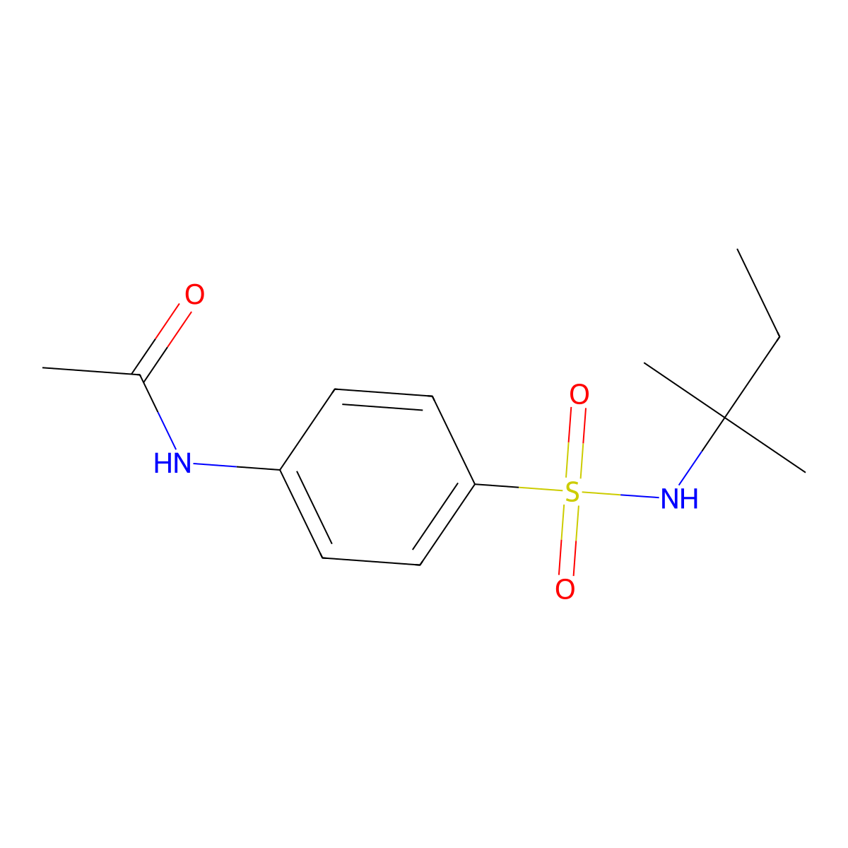 N-{4-[(2-methylbutan-2-yl)sulfamoyl]phenyl}acetamide molecular structure, CAS 701228-37-7