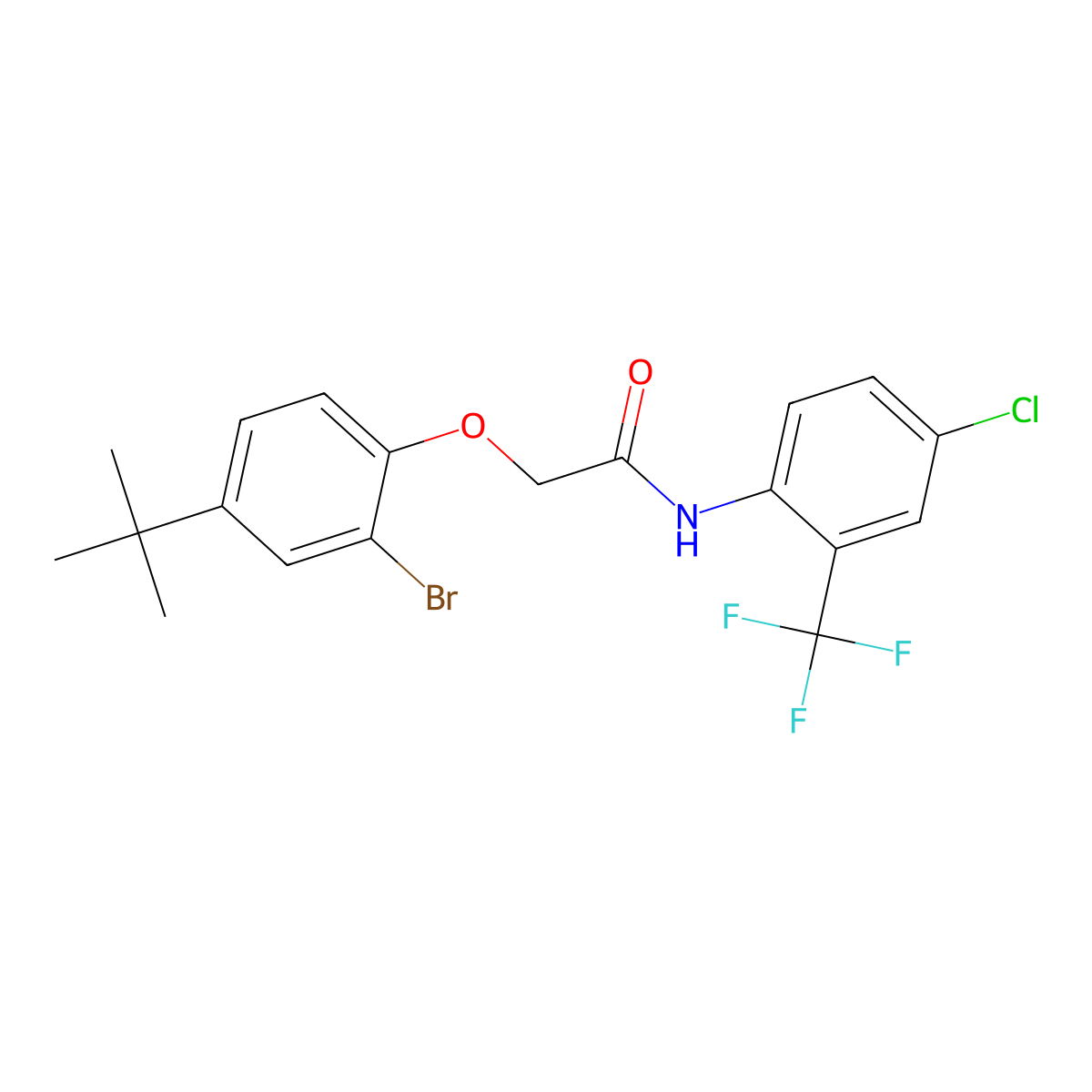 2-(2-bromo-4-tert-butylphenoxy)-N-[4-chloro-2-(trifluoromethyl)phenyl]acetamide molecular structure, CAS 701228-57-1