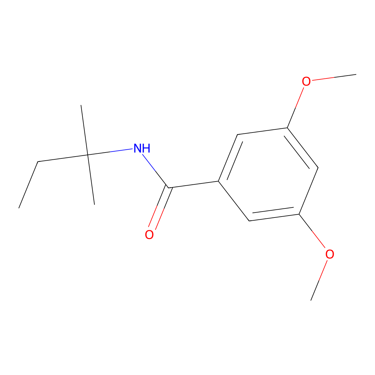 3,5-dimethoxy-N-(2-methylbutan-2-yl)benzamide molecular structure, CAS 701228-60-6
