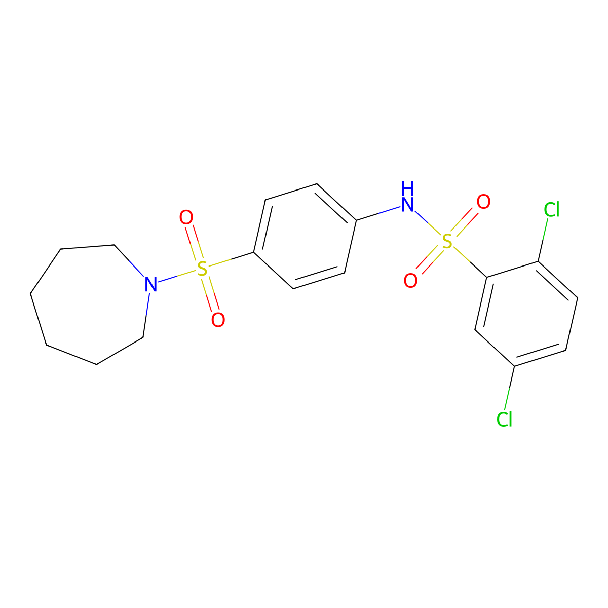 N-[4-(azepan-1-ylsulfonyl)phenyl]-2,5-dichlorobenzenesulfonamide molecular structure, CAS 701228-63-9