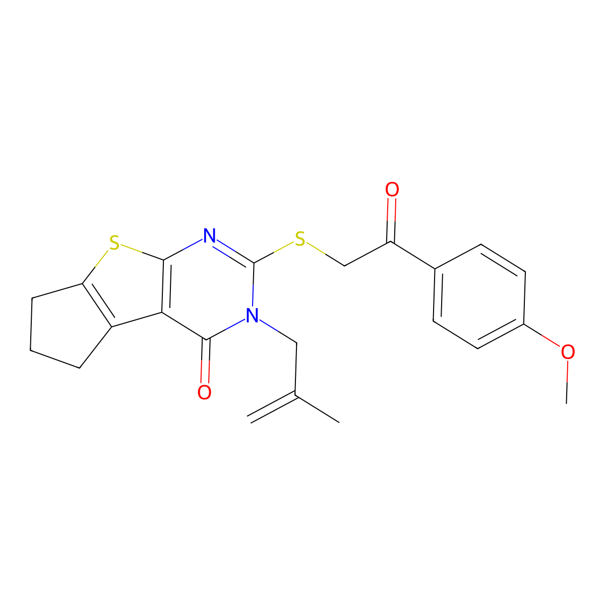 10-{[2-(4-Methoxyphenyl)-2-oxoethyl]sulfanyl}-11-(2-methylprop-2-en-1-yl)-7-thia-9,11-diazatricyclo[6.4.0.0^{2,6}]dodeca-1(8),2(6),9-trien-12-one molecular structure, CAS 701228-73-1