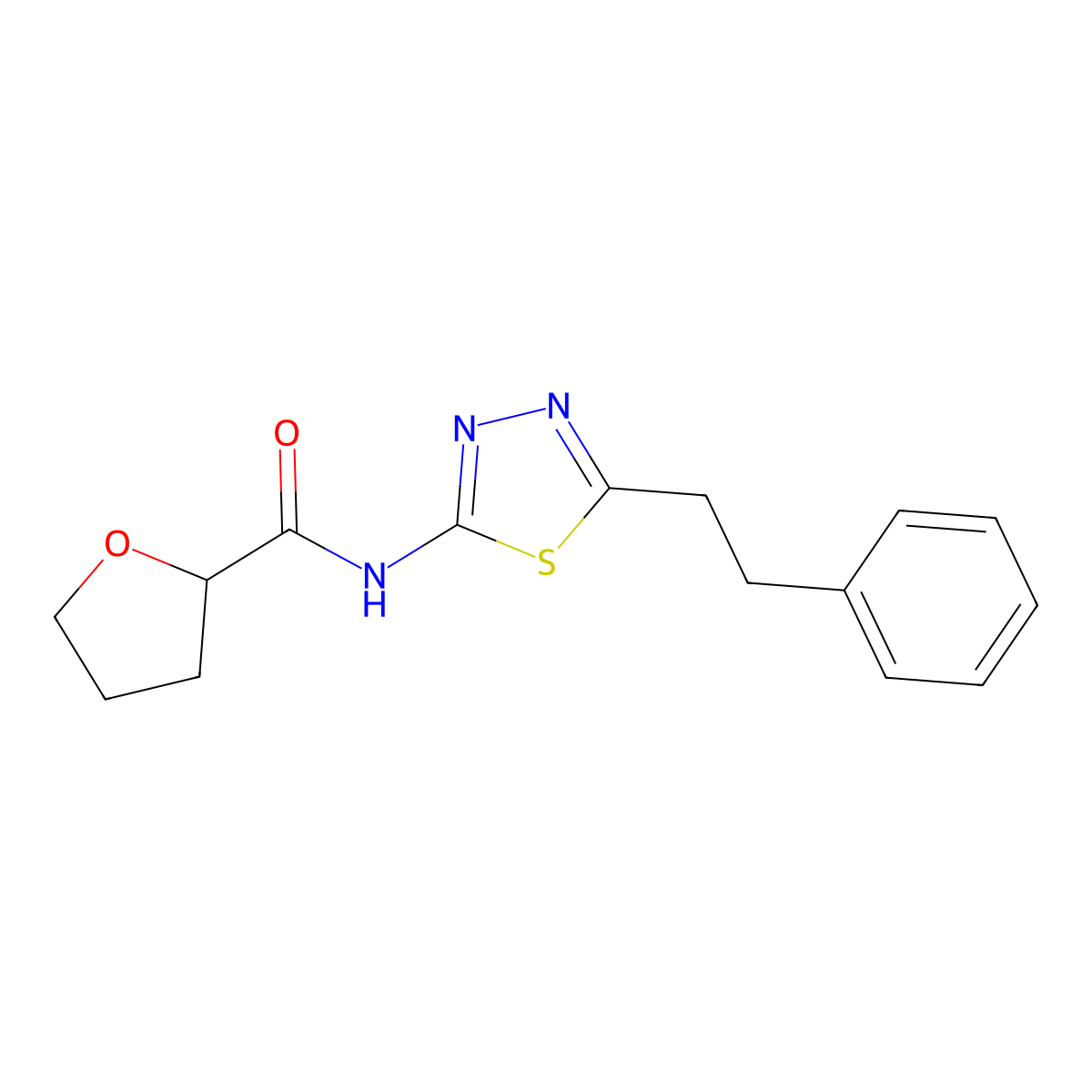 N-[5-(2-phenylethyl)-1,3,4-thiadiazol-2-yl]tetrahydrofuran-2-carboxamide molecular structure, CAS 701228-74-2