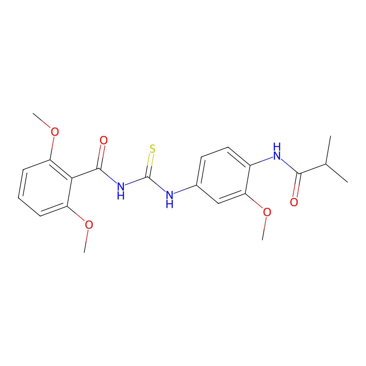 2,6-dimethoxy-N-[[3-methoxy-4-(2-methylpropanoylamino)phenyl]carbamothioyl]benzamide molecular structure, CAS 701228-82-2