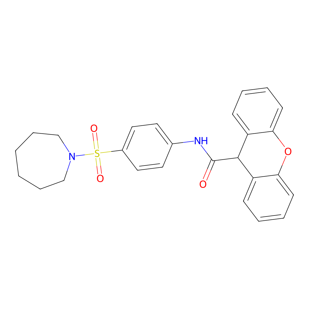 N-[4-(azepan-1-ylsulfonyl)phenyl]-9H-xanthene-9-carboxamide molecular structure, CAS 701228-87-7
