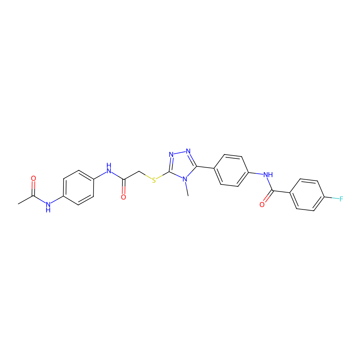 N-[4-[5-[2-(4-acetamidoanilino)-2-oxoethyl]sulfanyl-4-methyl-1,2,4-triazol-3-yl]phenyl]-4-fluorobenzamide molecular structure, CAS 701229-04-1