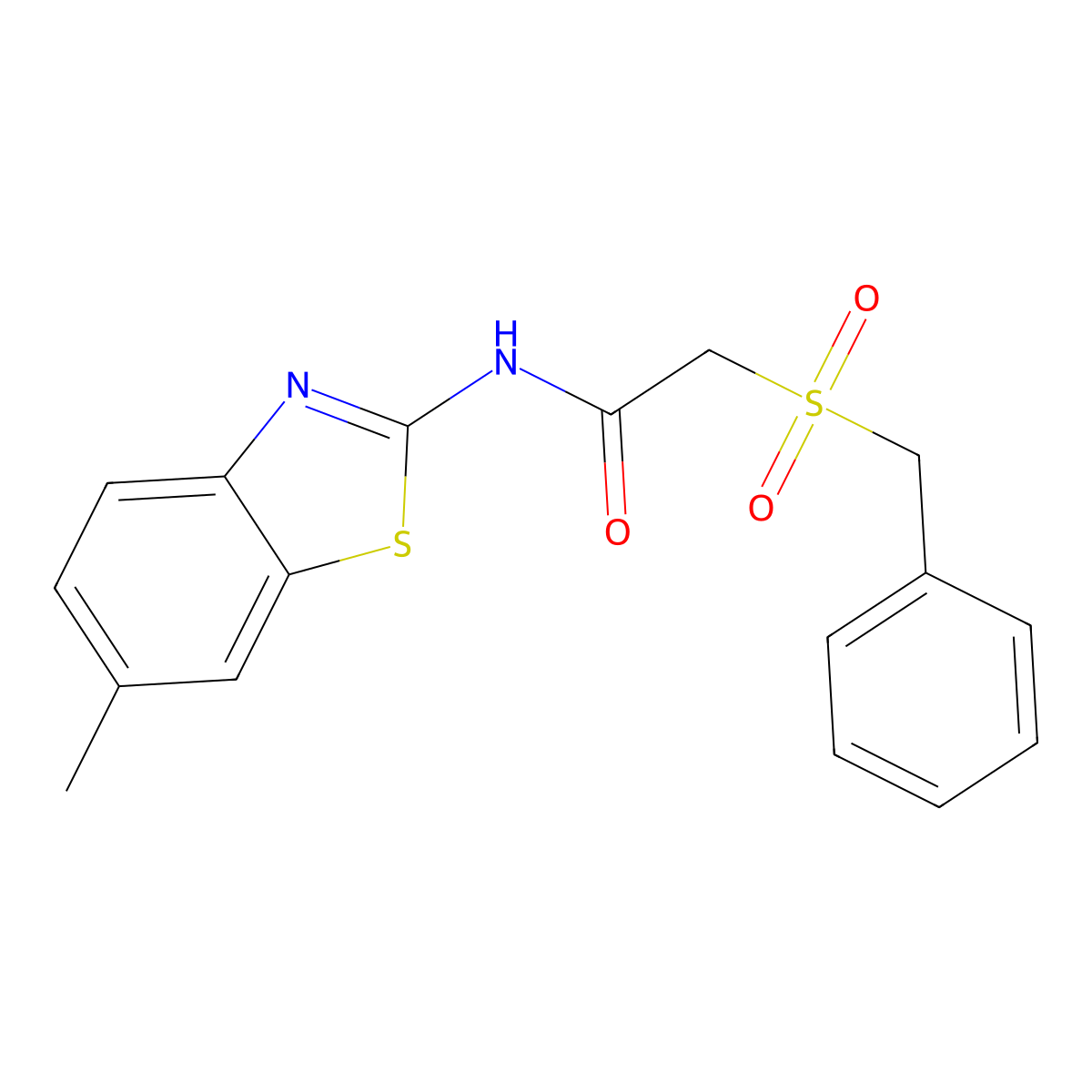 2-benzylsulfonyl-N-(6-methyl-1,3-benzothiazol-2-yl)acetamide molecular structure, CAS 701229-07-4