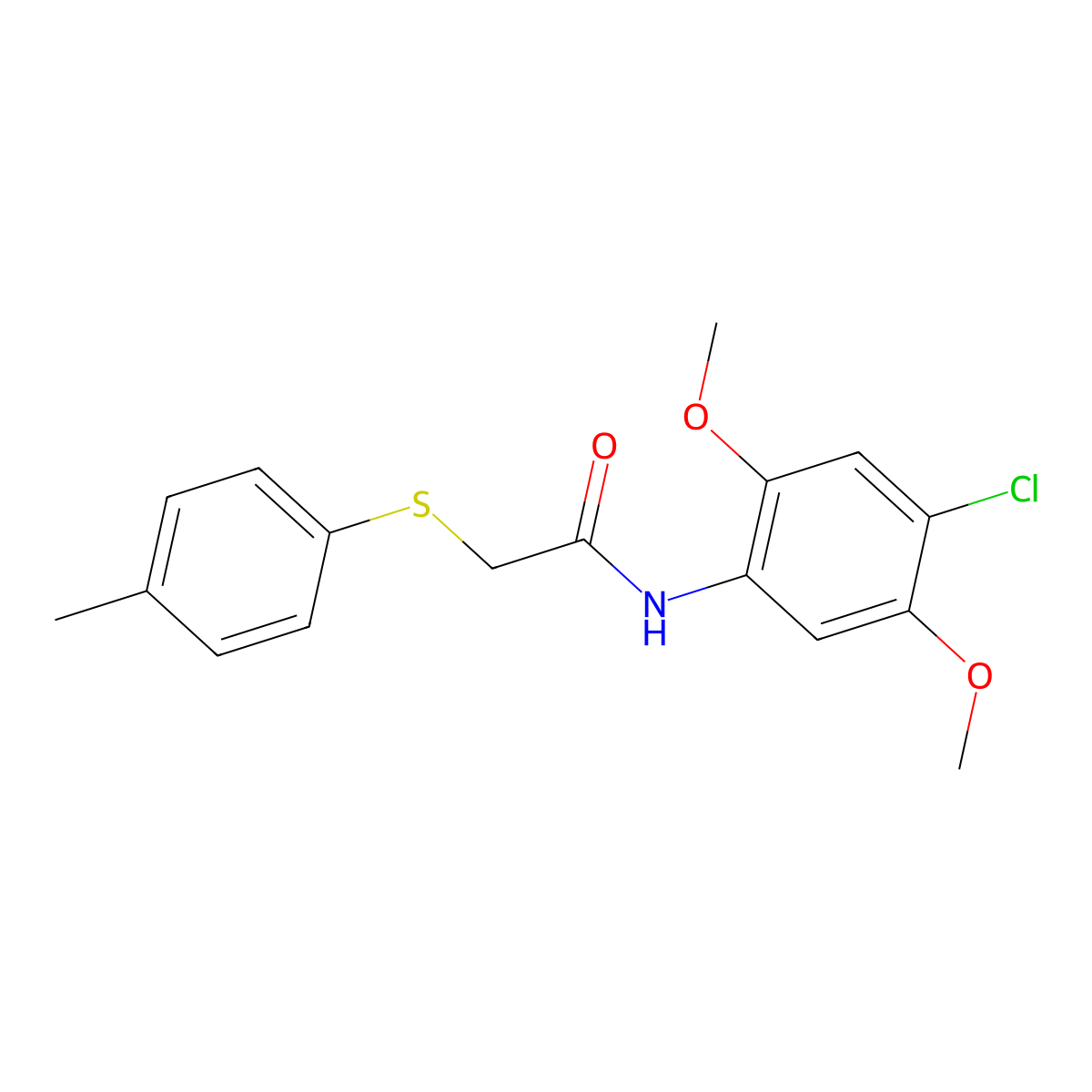 N-(4-chloro-2,5-dimethoxyphenyl)-2-(4-methylphenyl)sulfanylacetamide molecular structure, CAS 701229-14-3