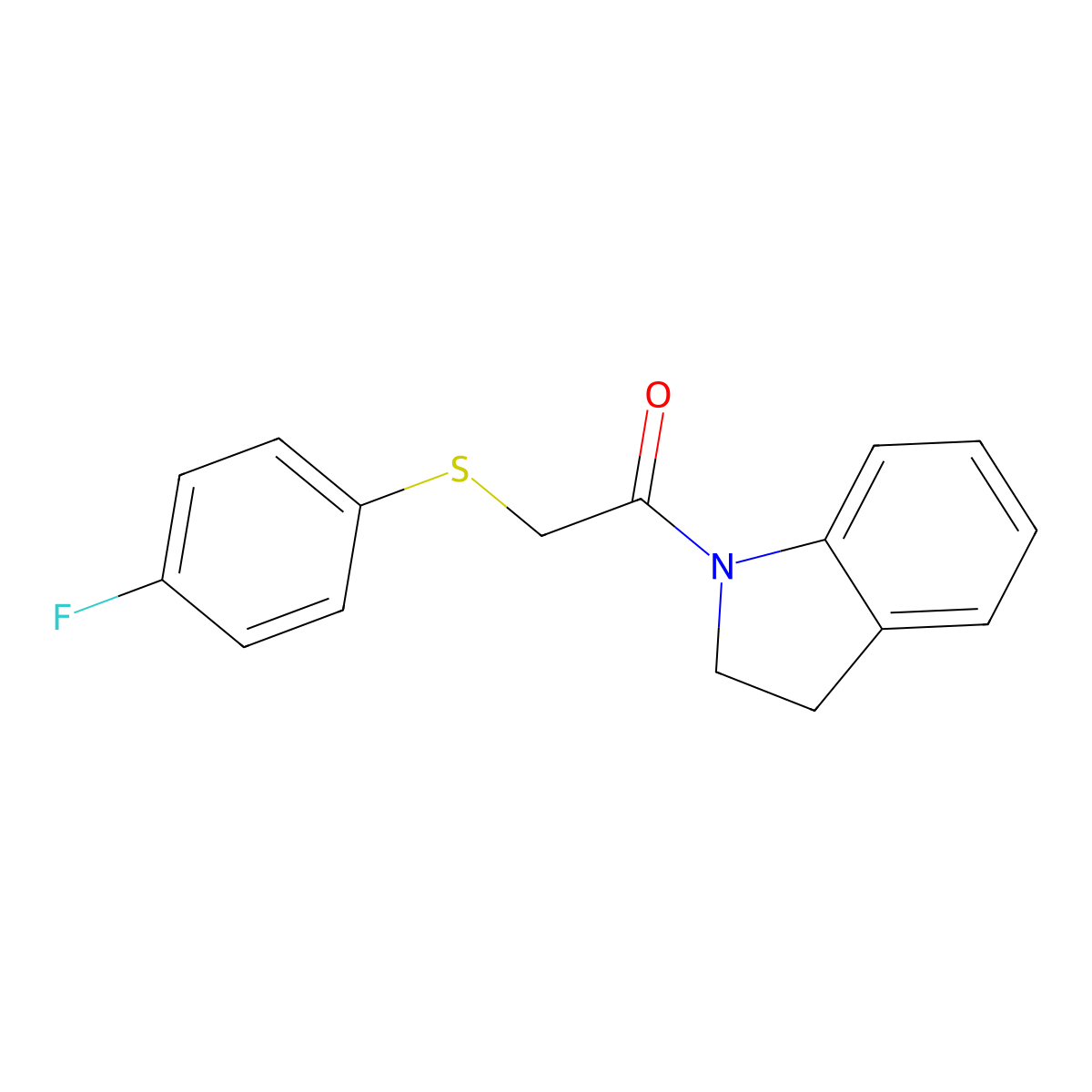 1-(2,3-Dihydroindol-1-yl)-2-(4-fluorophenyl)sulfanylethanone molecular structure, CAS 701229-19-8