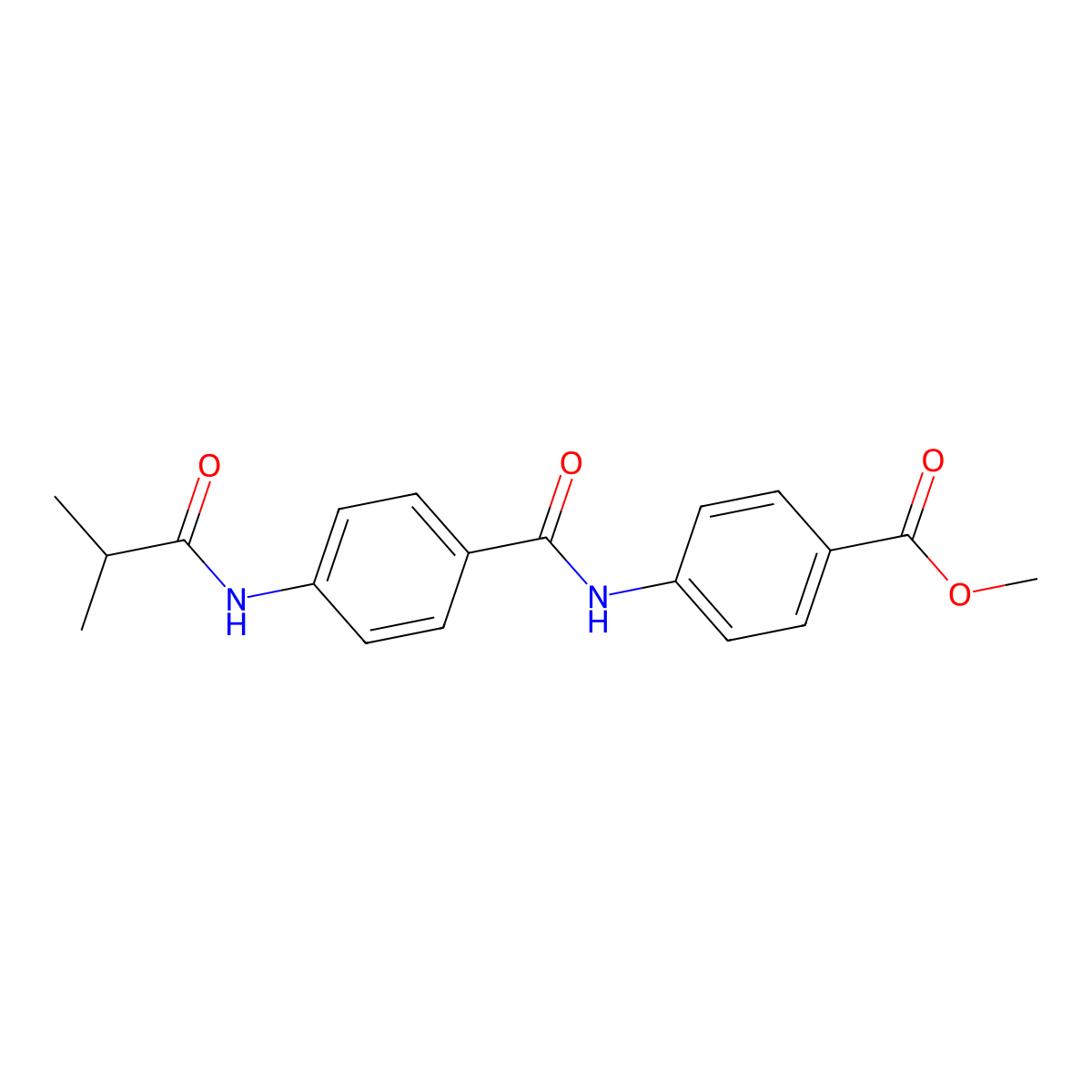 Methyl 4-{[4-(2-methylpropanoylamino)phenyl]carbonylamino}benzoate molecular structure, CAS 701229-22-3