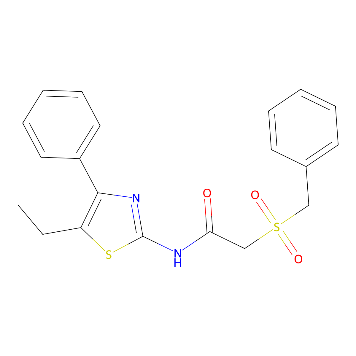 2-benzylsulfonyl-N-(5-ethyl-4-phenyl-1,3-thiazol-2-yl)acetamide molecular structure, CAS 701229-58-5