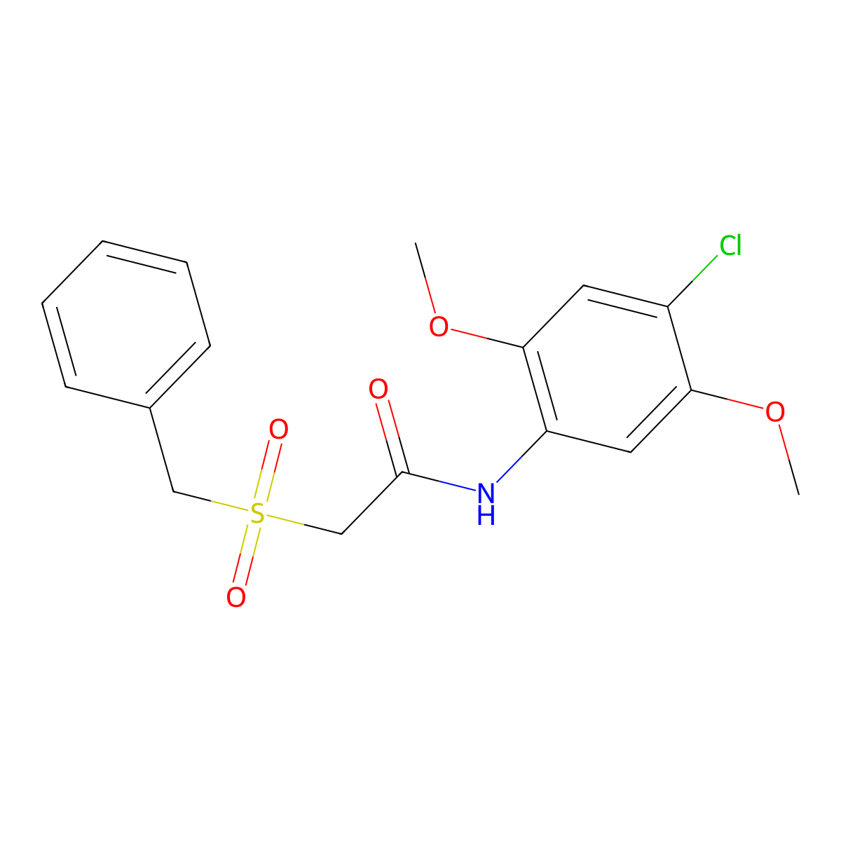 2-benzylsulfonyl-N-(4-chloro-2,5-dimethoxyphenyl)acetamide molecular structure, CAS 701229-84-7