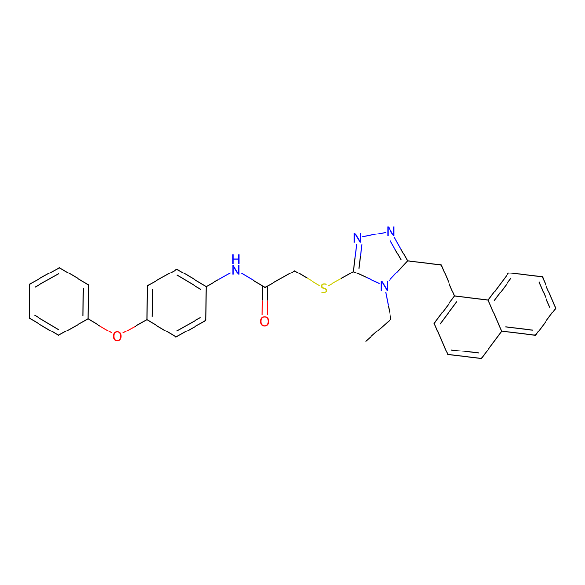 2-[[4-ethyl-5-(naphthalen-1-ylmethyl)-1,2,4-triazol-3-yl]sulfanyl]-N-(4-phenoxyphenyl)acetamide molecular structure, CAS 701229-92-7