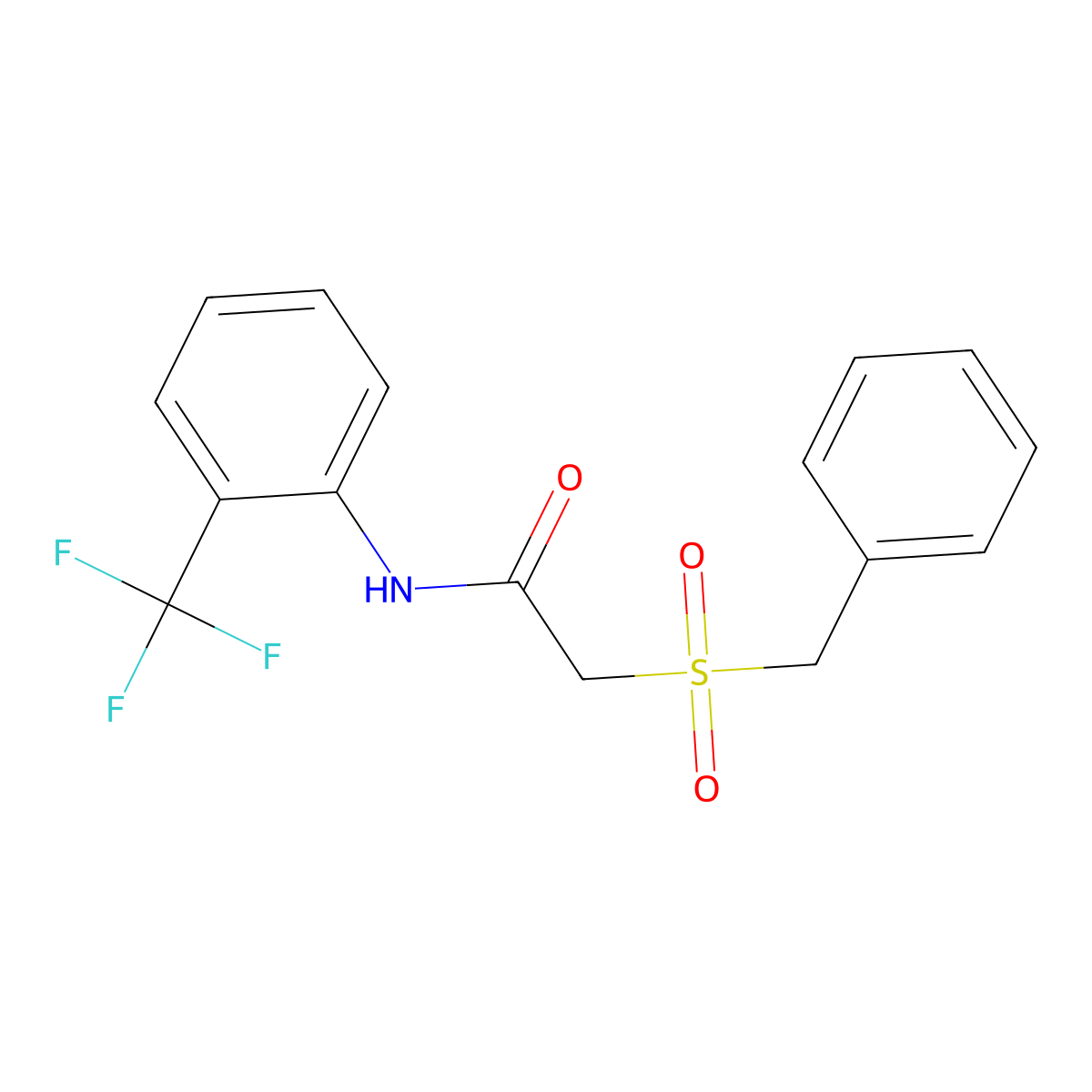 2-benzylsulfonyl-N-[2-(trifluoromethyl)phenyl]acetamide molecular structure, CAS 701229-99-4