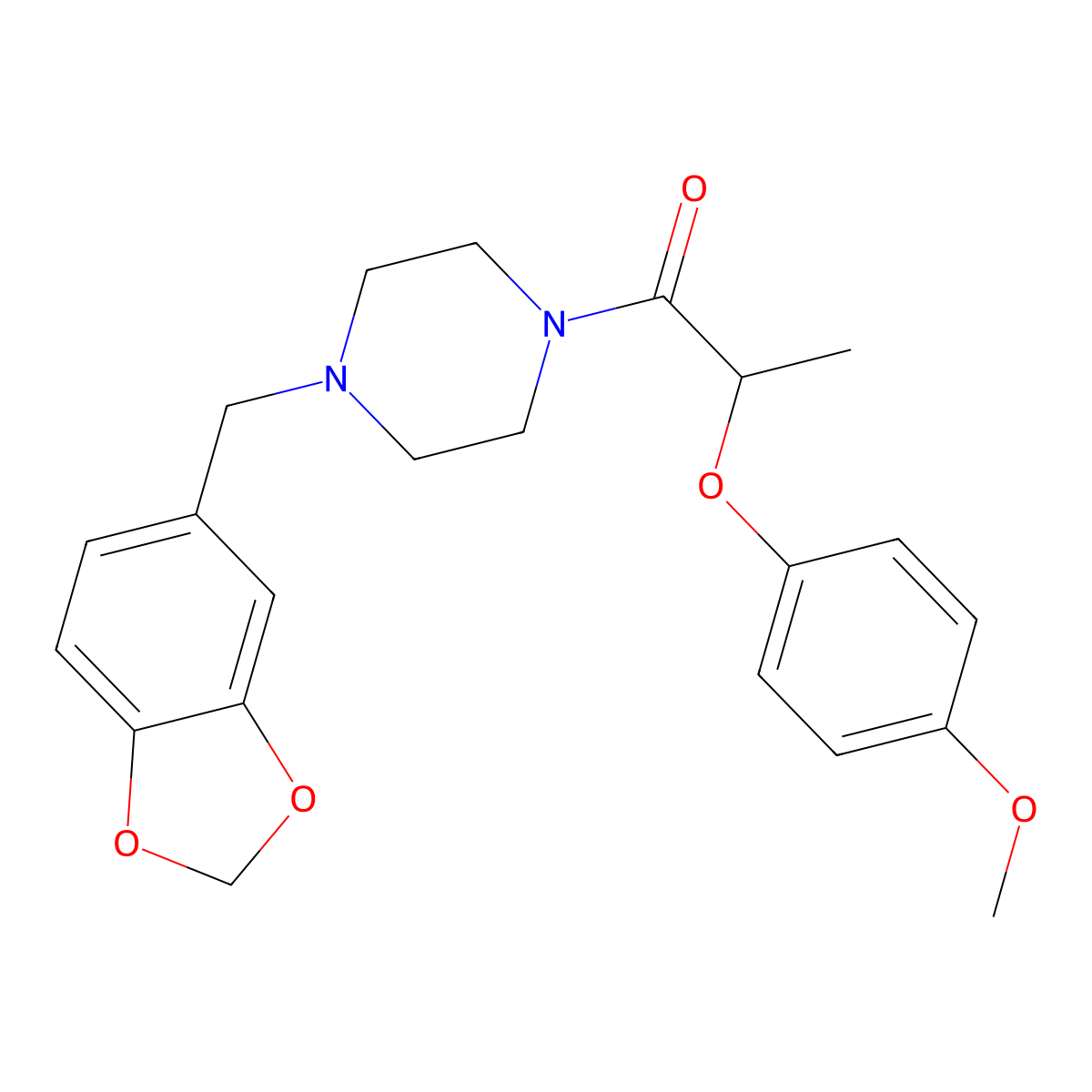 1-[4-(1,3-Benzodioxol-5-ylmethyl)piperazin-1-yl]-2-(4-methoxyphenoxy)propan-1-one molecular structure, CAS 701230-01-5
