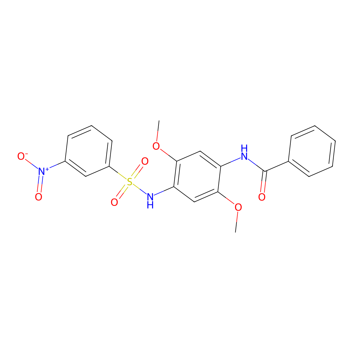 N-(2,5-dimethoxy-4-{[(3-nitrophenyl)sulfonyl]amino}phenyl)benzamide molecular structure, CAS 701230-21-9