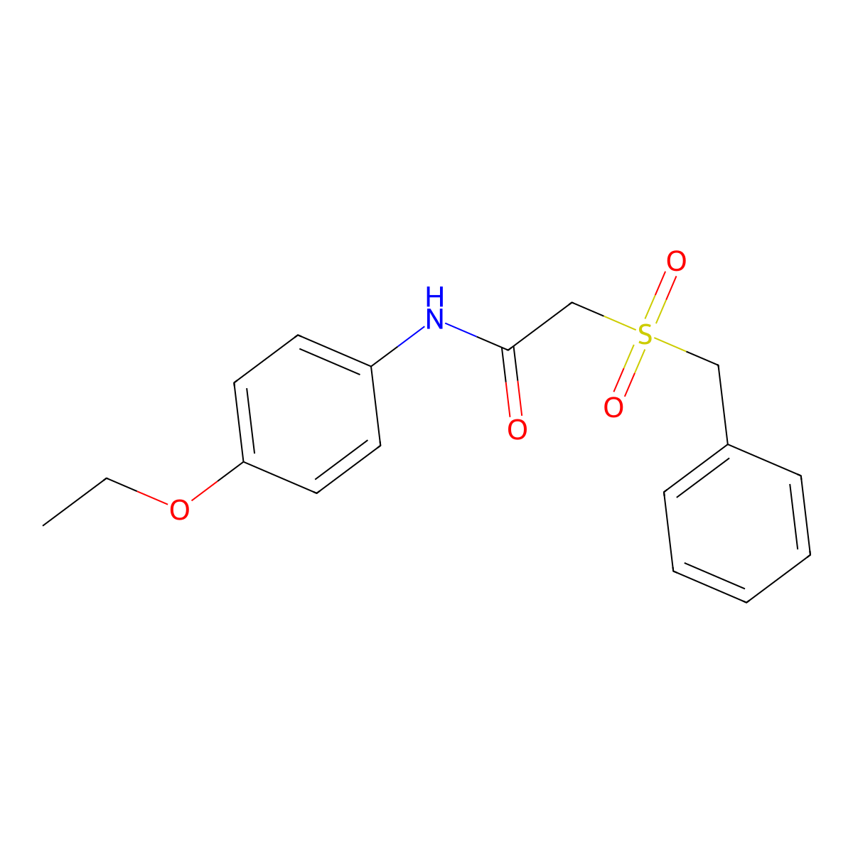 2-benzylsulfonyl-N-(4-ethoxyphenyl)acetamide molecular structure, CAS 701230-22-0