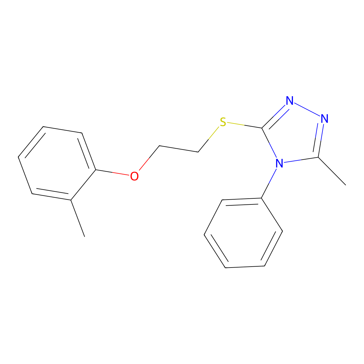 3-Methyl-5-[2-(2-methylphenoxy)ethylsulfanyl]-4-phenyl-1,2,4-triazole molecular structure, CAS 701230-26-4