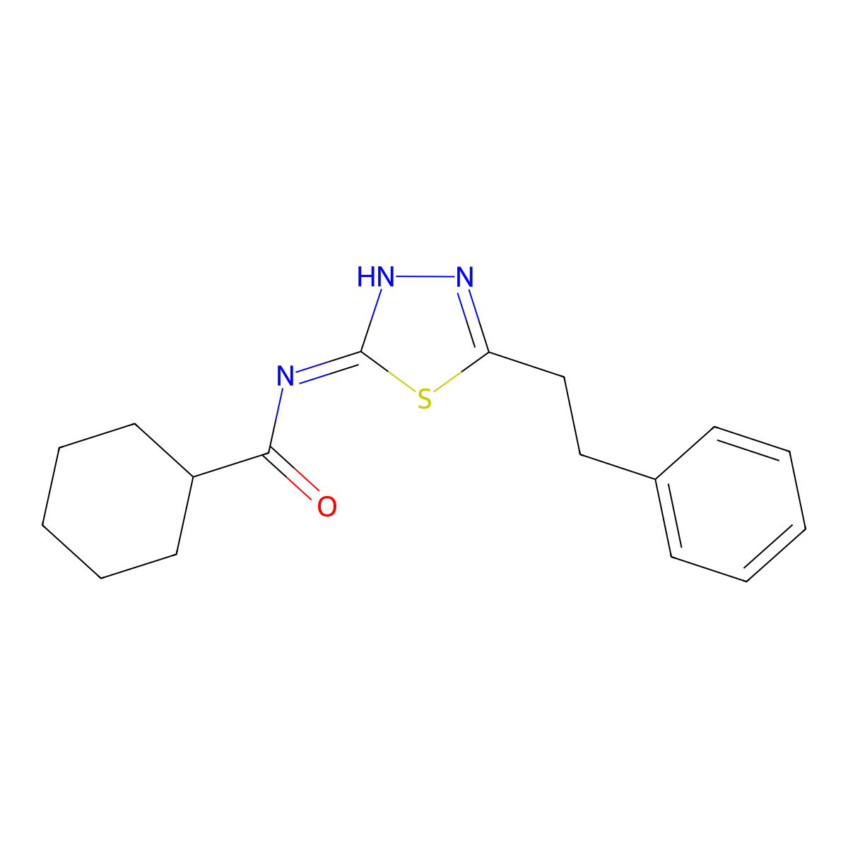 N-(5-phenethyl-1,3,4-thiadiazol-2-yl)cyclohexanecarboxamide molecular structure, CAS 701230-28-6