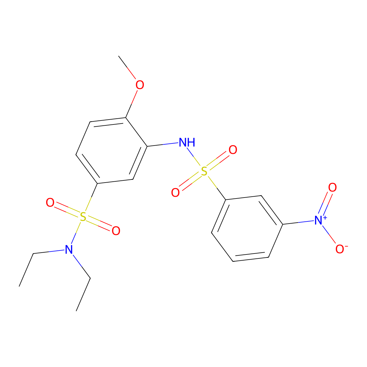 N,N-diethyl-4-methoxy-3-[(3-nitrophenyl)sulfonylamino]benzenesulfonamide molecular structure, CAS 701230-35-5