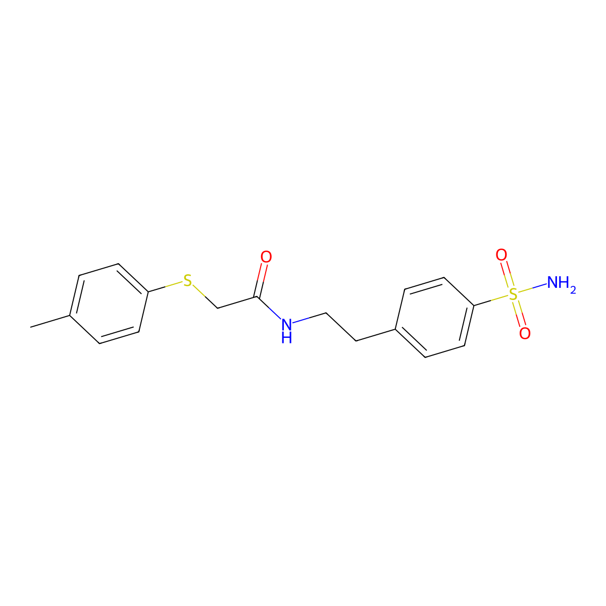 2-(4-methylphenyl)sulfanyl-N-[2-(4-sulfamoylphenyl)ethyl]acetamide molecular structure, CAS 701230-65-1