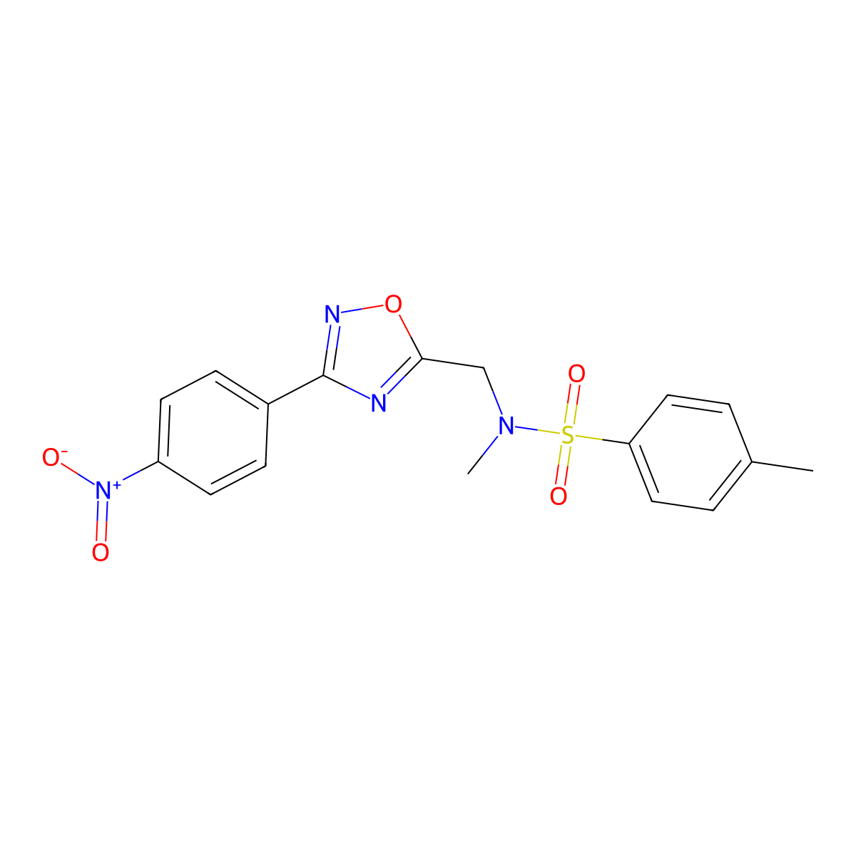 N,4-dimethyl-N-[[3-(4-nitrophenyl)-1,2,4-oxadiazol-5-yl]methyl]benzenesulfonamide molecular structure, CAS 701230-88-8