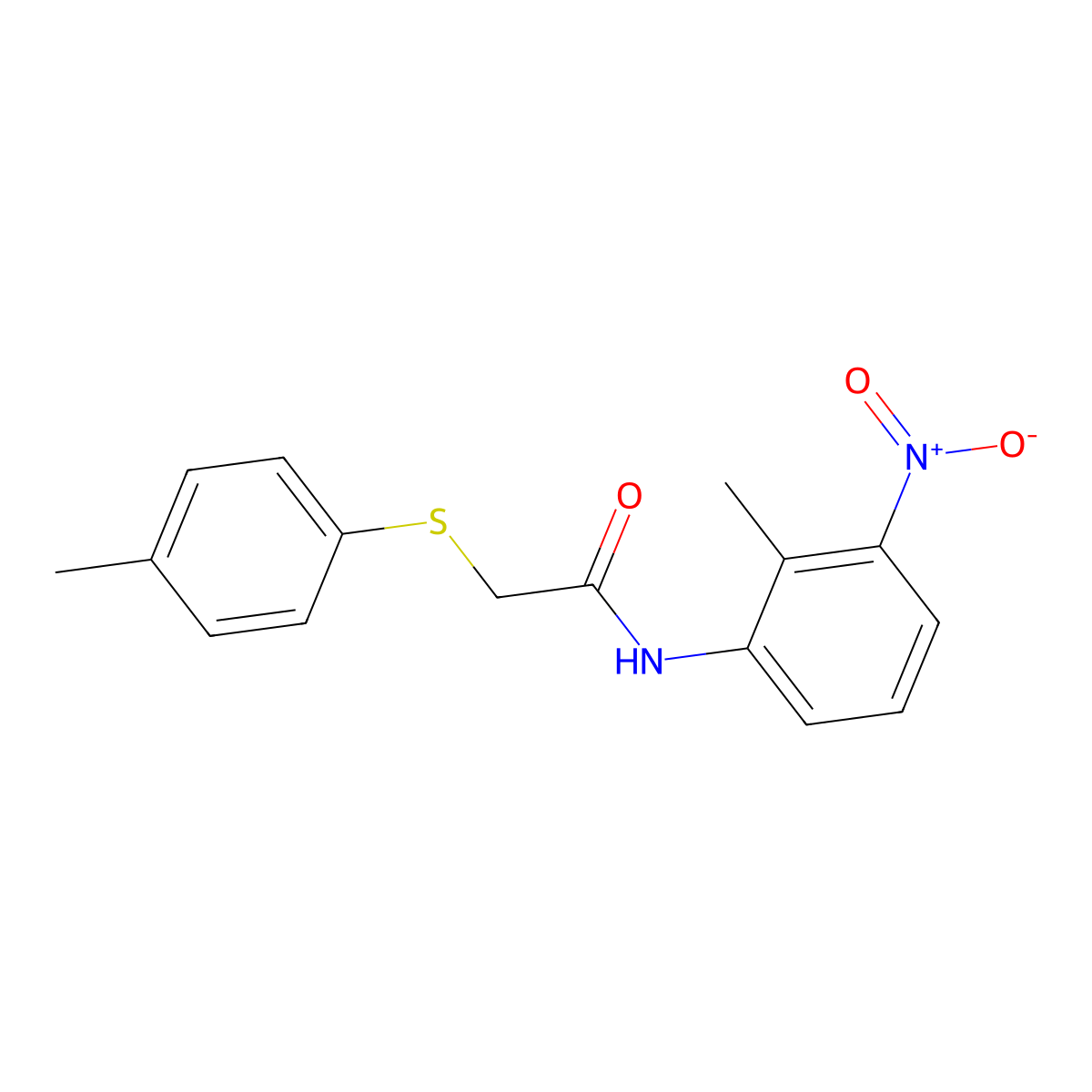 N-(2-methyl-3-nitrophenyl)-2-(4-methylphenyl)sulfanylacetamide molecular structure, CAS 701230-93-5