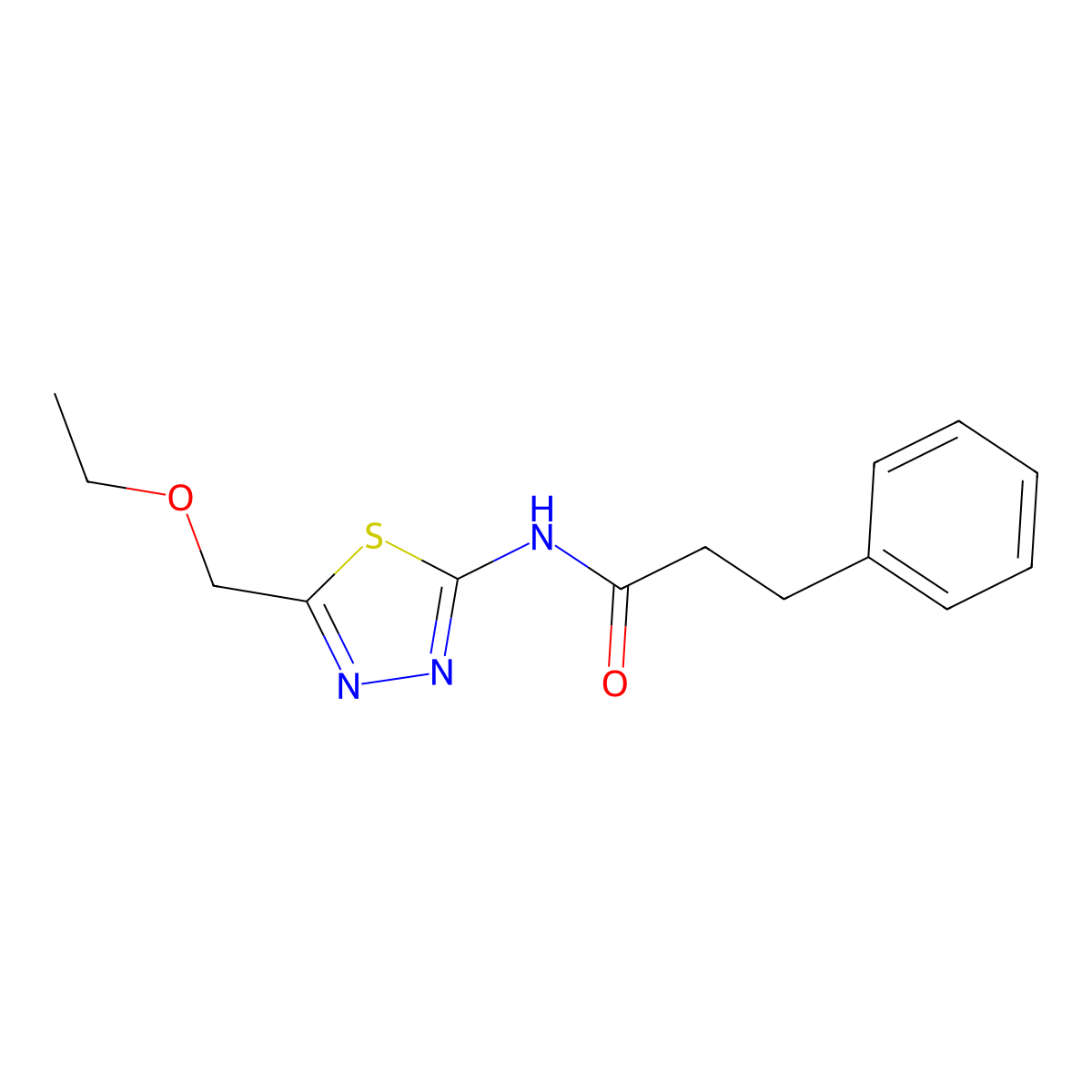 N-[5-(ethoxymethyl)-1,3,4-thiadiazol-2-yl]-3-phenylpropanamide molecular structure, CAS 701230-96-8