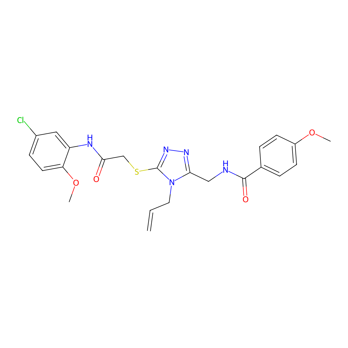 N-[[5-[2-(5-chloro-2-methoxyanilino)-2-oxoethyl]sulfanyl-4-prop-2-enyl-1,2,4-triazol-3-yl]methyl]-4-methoxybenzamide molecular structure, CAS 701230-99-1