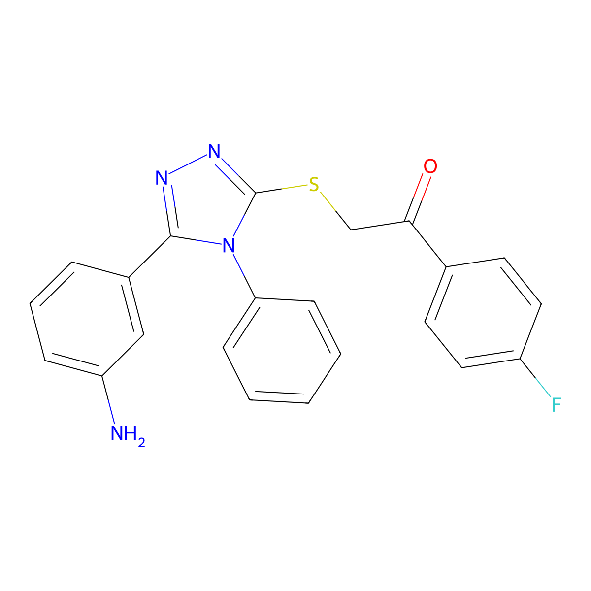 2-[[5-(3-Aminophenyl)-4-phenyl-1,2,4-triazol-3-yl]sulfanyl]-1-(4-fluorophenyl)ethanone molecular structure, CAS 701231-23-4