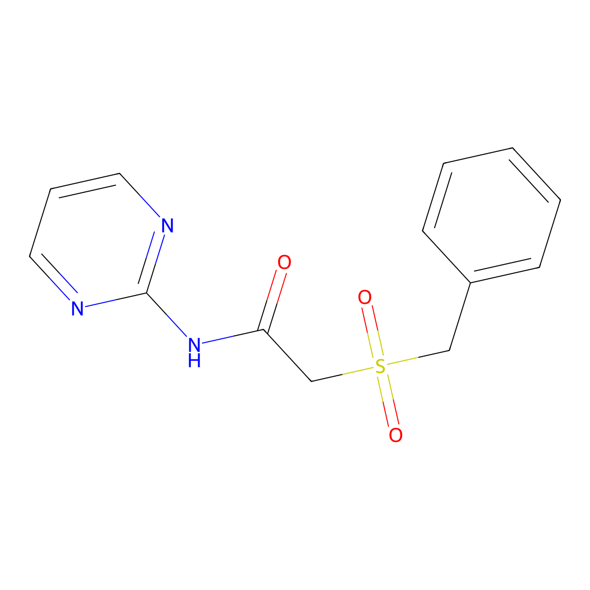 2-benzylsulfonyl-N-pyrimidin-2-ylacetamide molecular structure, CAS 701231-25-6