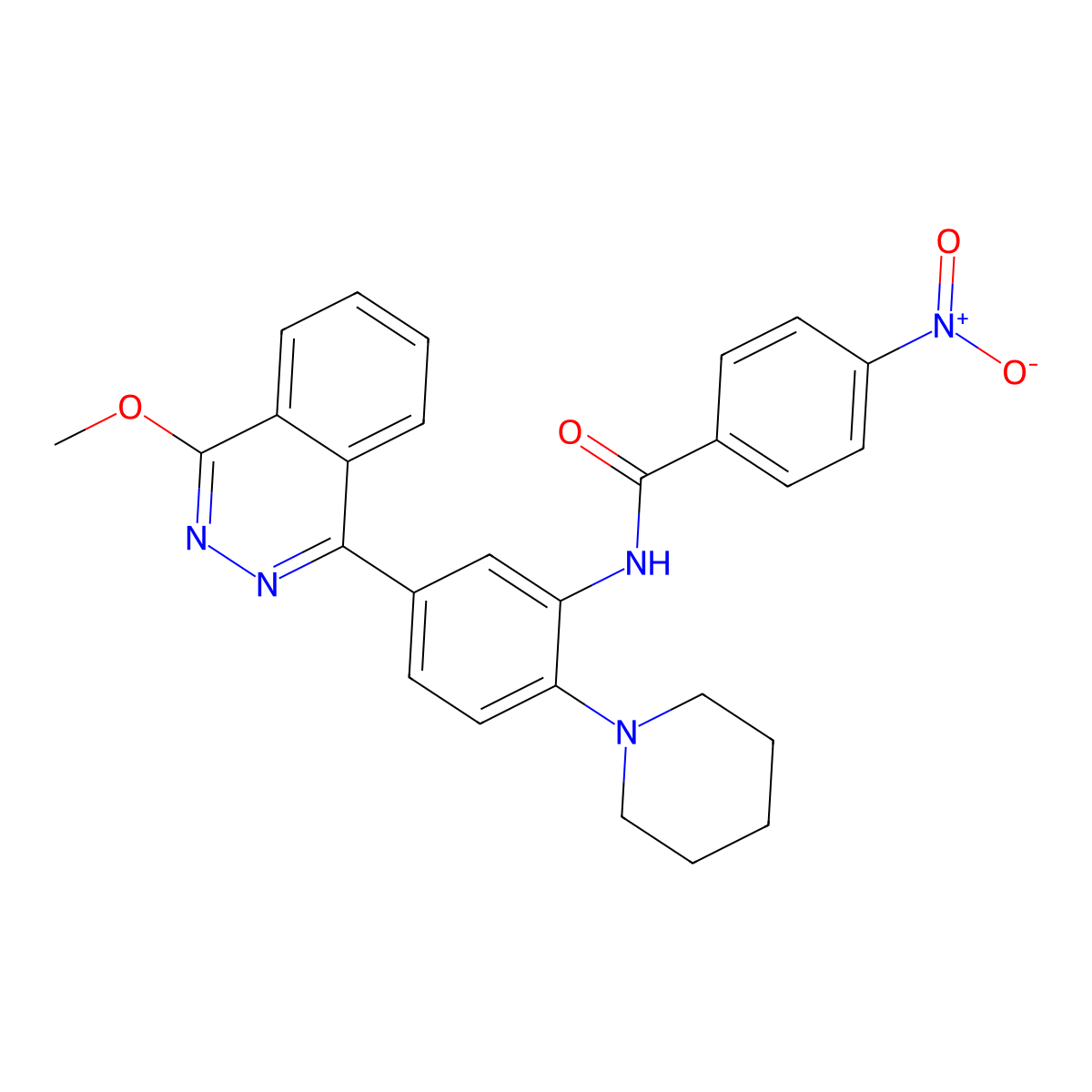 N-[5-(4-methoxyphthalazin-1-yl)-2-piperidin-1-ylphenyl]-4-nitrobenzamide molecular structure, CAS 701231-27-8