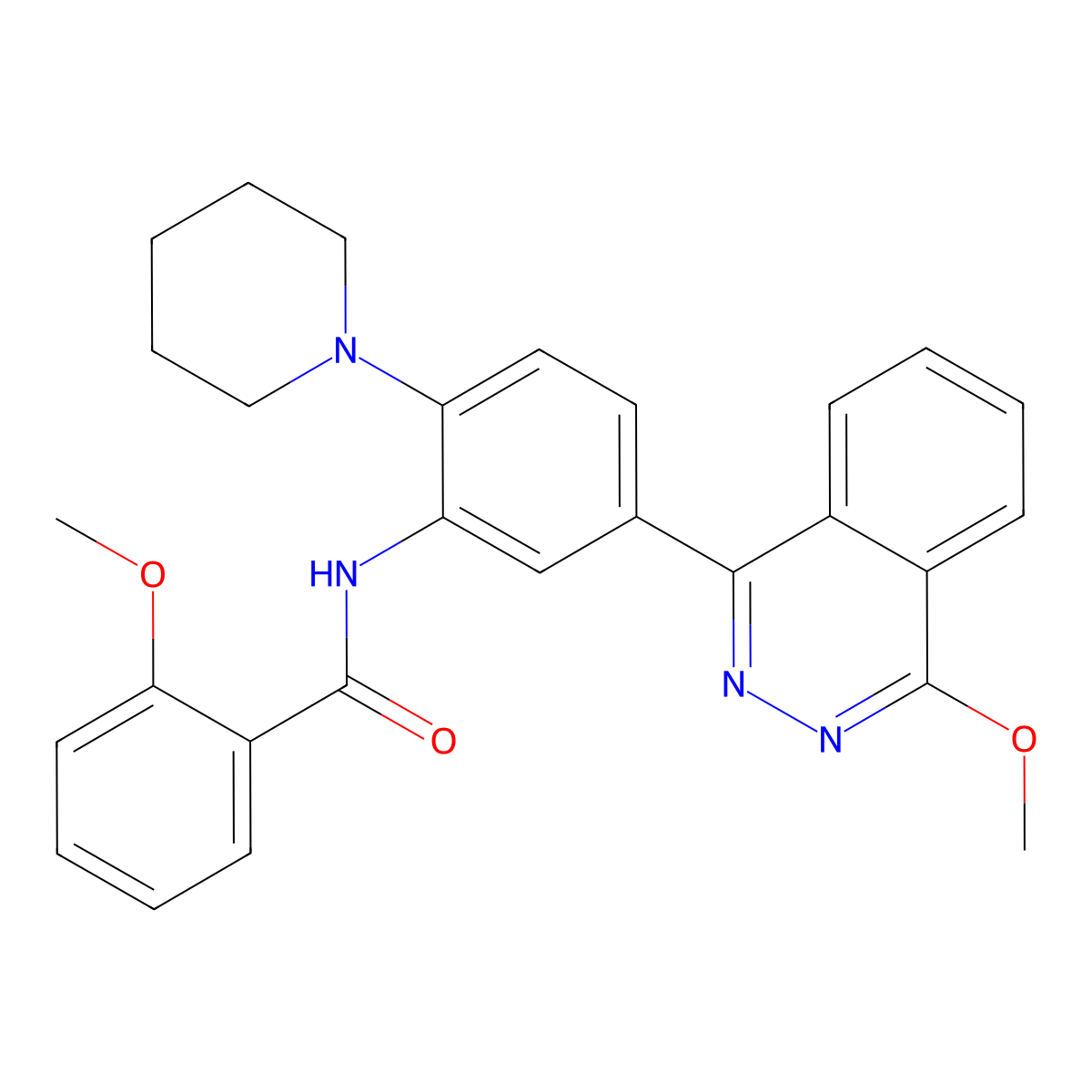 2-methoxy-N-[5-(4-methoxyphthalazin-1-yl)-2-(piperidin-1-yl)phenyl]benzamide molecular structure, CAS 701231-33-6