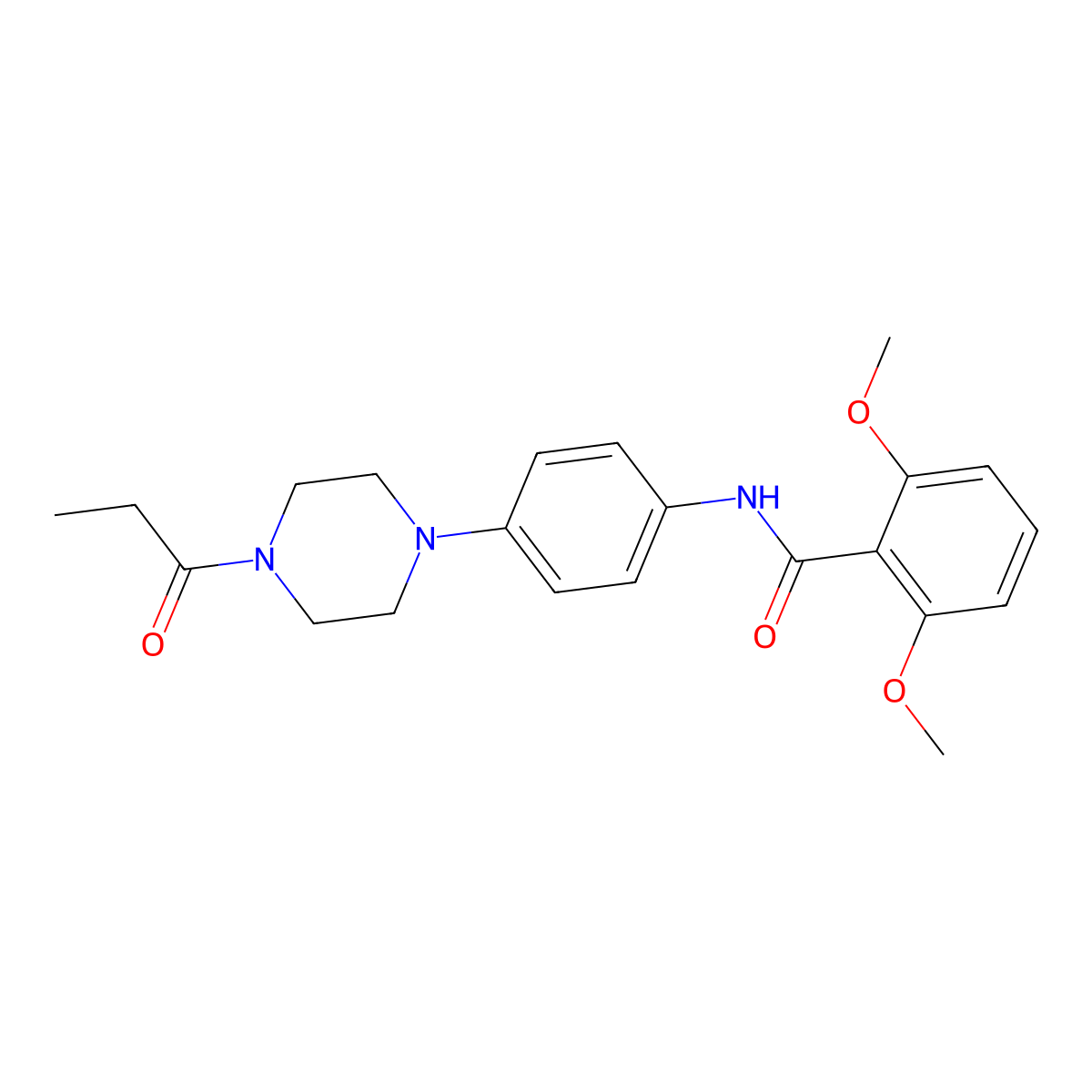 2,6-dimethoxy-N-[4-(4-propanoylpiperazin-1-yl)phenyl]benzamide molecular structure, CAS 701231-56-3