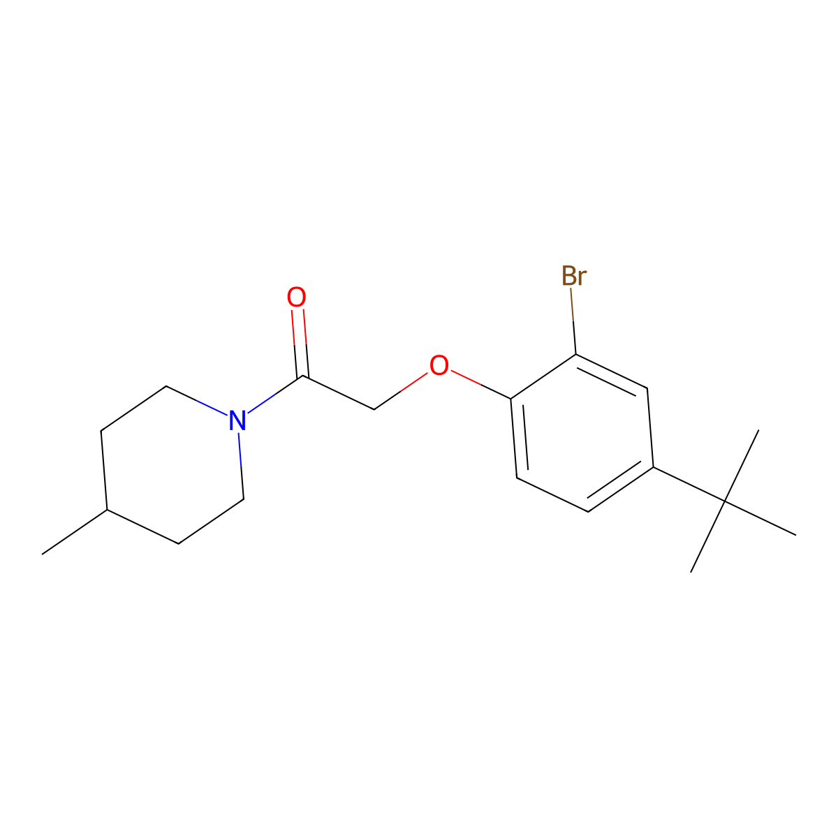 2-(2-Bromo-4-tert-butylphenoxy)-1-(4-methylpiperidin-1-yl)ethanone molecular structure, CAS 701231-61-0