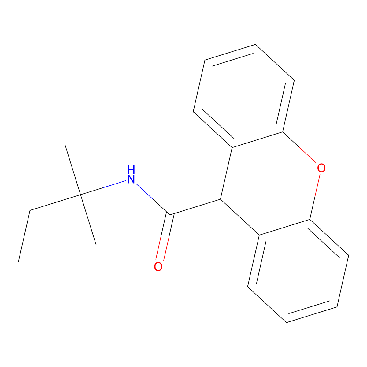 N-(2-methylbutan-2-yl)-9H-xanthene-9-carboxamide molecular structure, CAS 701231-62-1