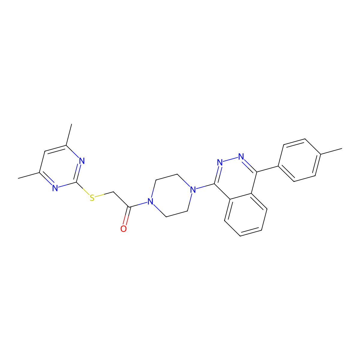 2-(4,6-Dimethylpyrimidin-2-yl)sulfanyl-1-[4-[4-(4-methylphenyl)phthalazin-1-yl]piperazin-1-yl]ethanone molecular structure, CAS 701231-72-3