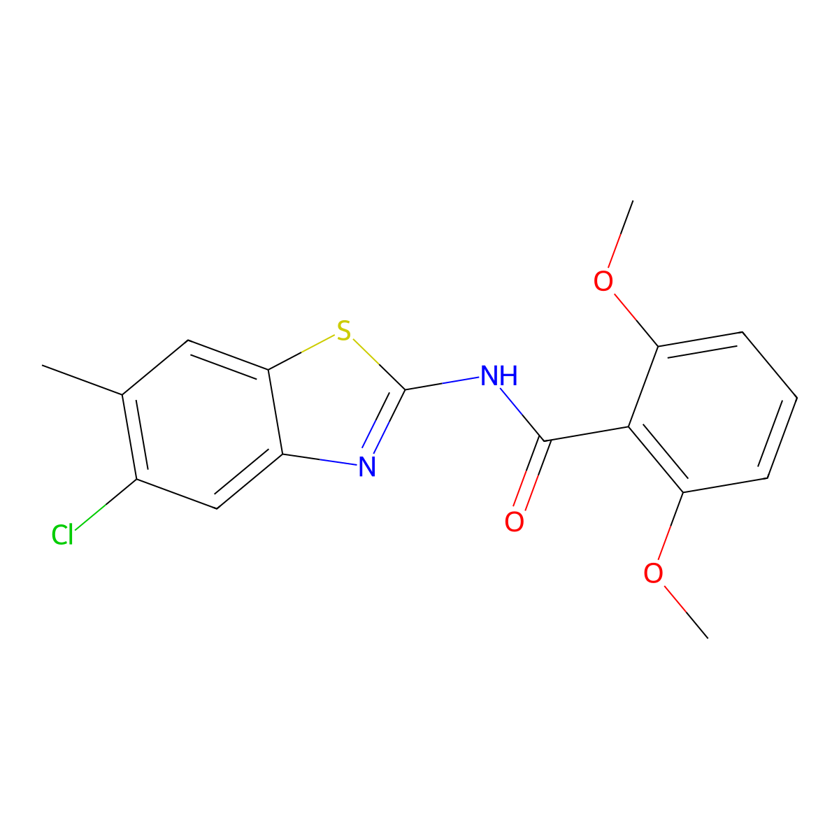 N-(5-chloro-6-methyl-1,3-benzothiazol-2-yl)-2,6-dimethoxybenzamide molecular structure, CAS 701231-73-4